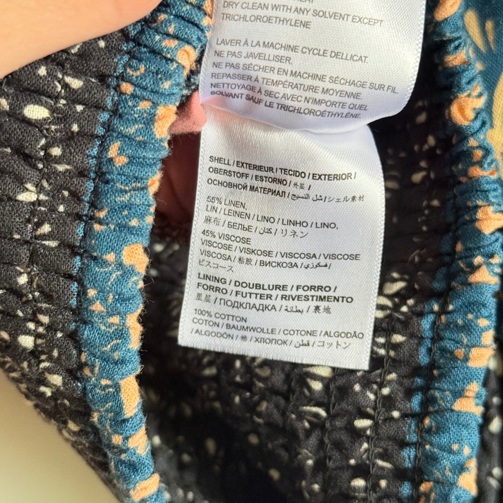 Farm Rio for Anthropologie Deep-V PuffSleeve Top Boho Print Smocked Blouse Small - Picture 8 of 8